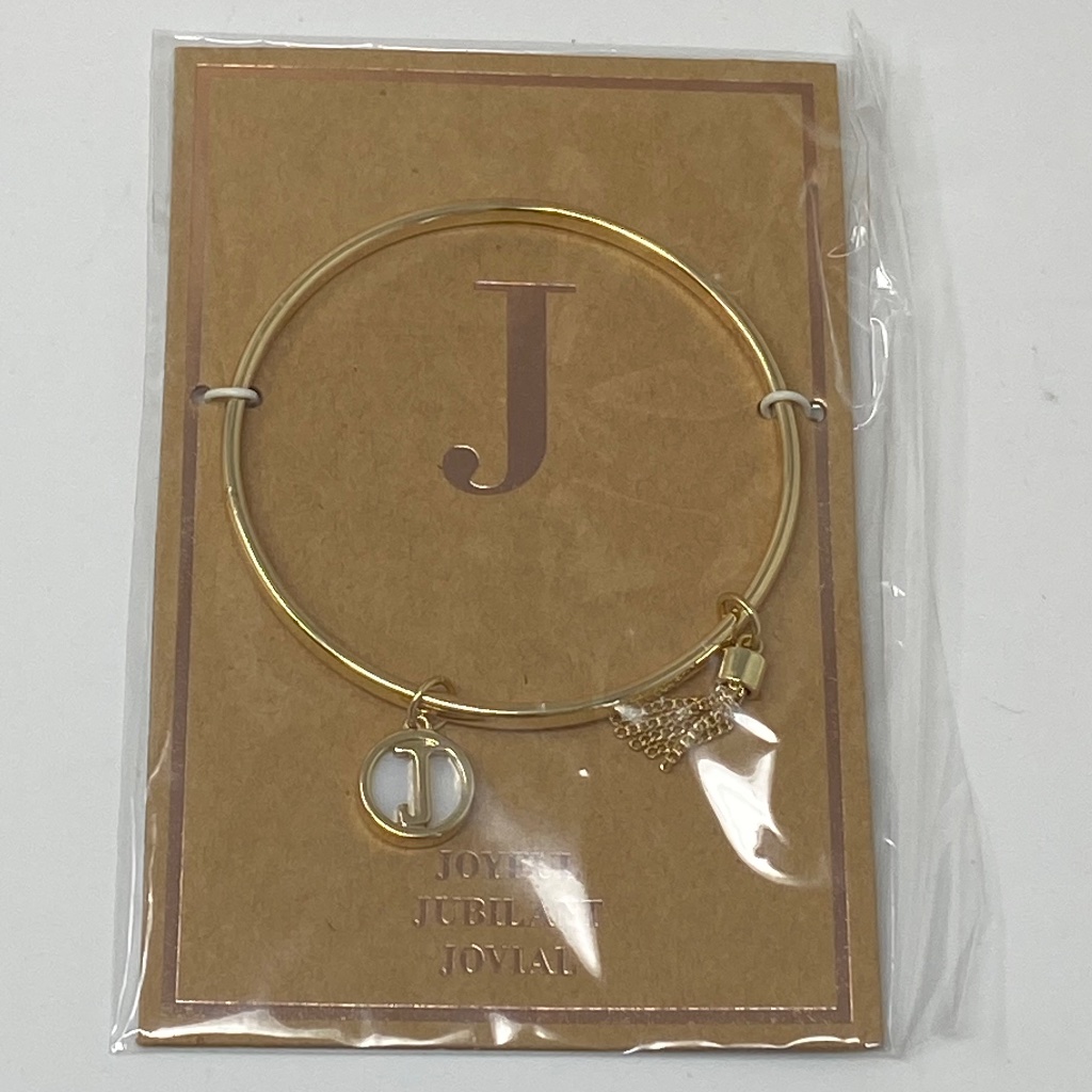 Gennaro Womens Gold Tone Bangle Bracelet J Initial With Chain Tassel Charm 14$